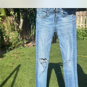 rag & bone Light Blue Distressed Skinny Jeans